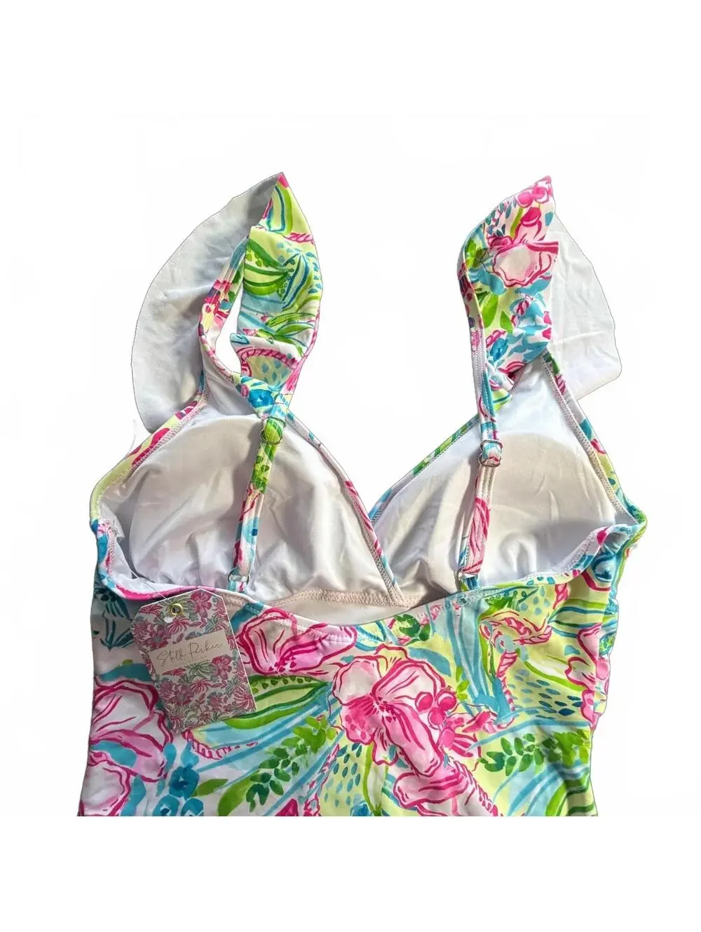 STELLA PARKER tummy control Standard Tiered Maillot One Piece Swimsuit $108 NWT